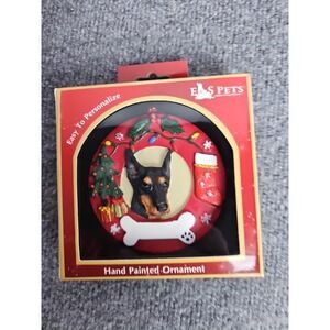 Doberman Hand Painted Christmas Dog Ornament . This Can Be Personalized For You